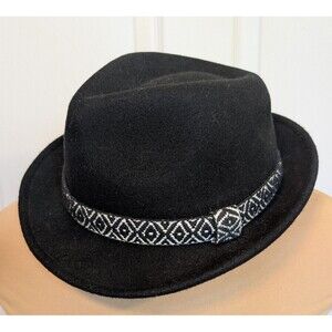 Fancet 100% Wool Fedora Hat Black Size Medium